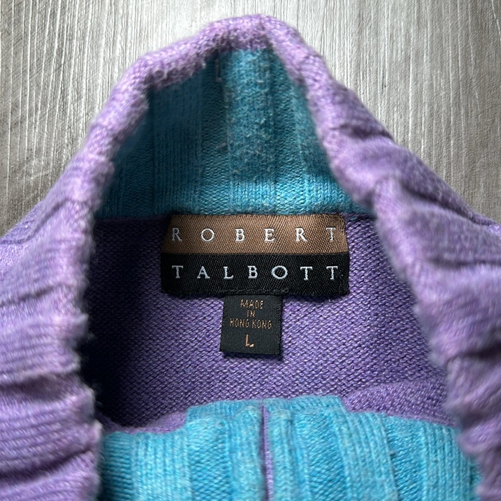 Robert Talbott Quarter Zip Sweater Pullover - Lar… - image 6